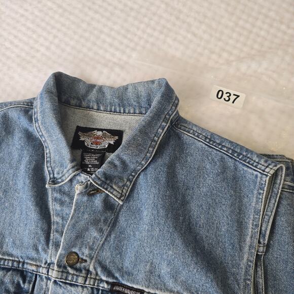 Harley-Davidson Vintage Eagle Patch Denim Vest Sleeveless Jacket Size XL - Picture 7 of 7
